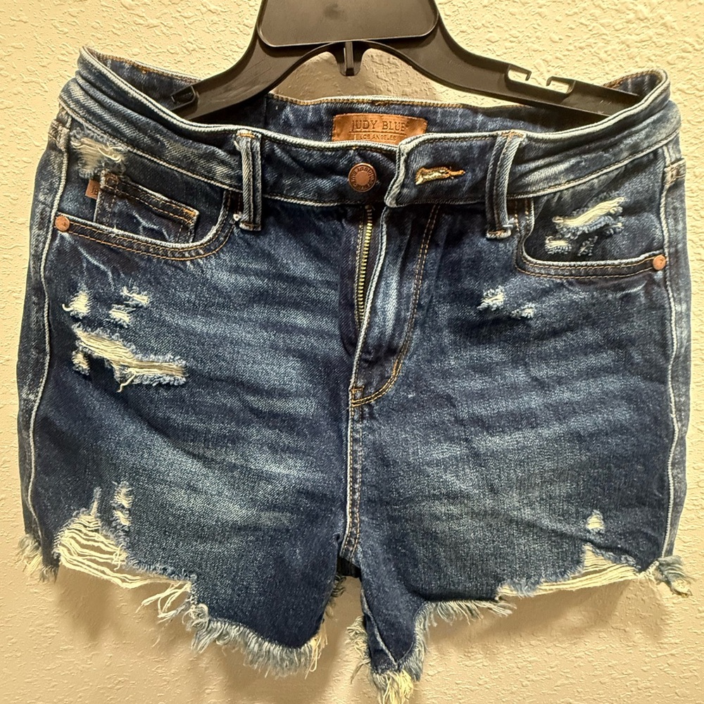 Judy Blue Women's Distressed Denim Shorts - Dark Blue